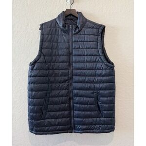 Jackson Hole Men's Blue Quilted Puffer Vest Full Zip Stand-Up Collar XXL